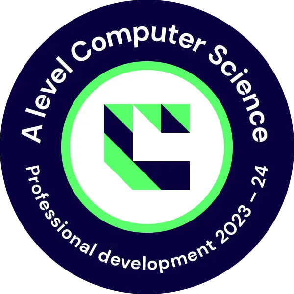 Accreditation badge for: " A-Level Computer Science - Professional Development 2023-2024"