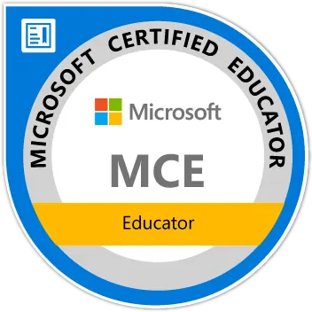 Accreditation badge for: " MCE: Microsoft Certified Educator"