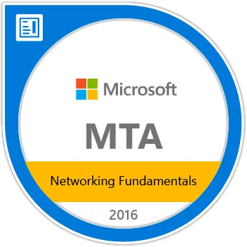 Accreditation badge for: " MTA: Networking Fundamentals - Certified 2016"